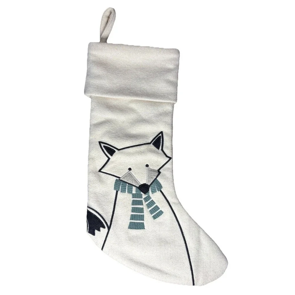 Crate & Barrel Arctic Friend Fox Christmas Stocking by Joan Anderson 21